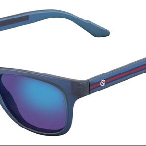 NEW GUCCI unisex bio based GG3735/F/S M7DXT Blue Sunglasses with Red Stripe